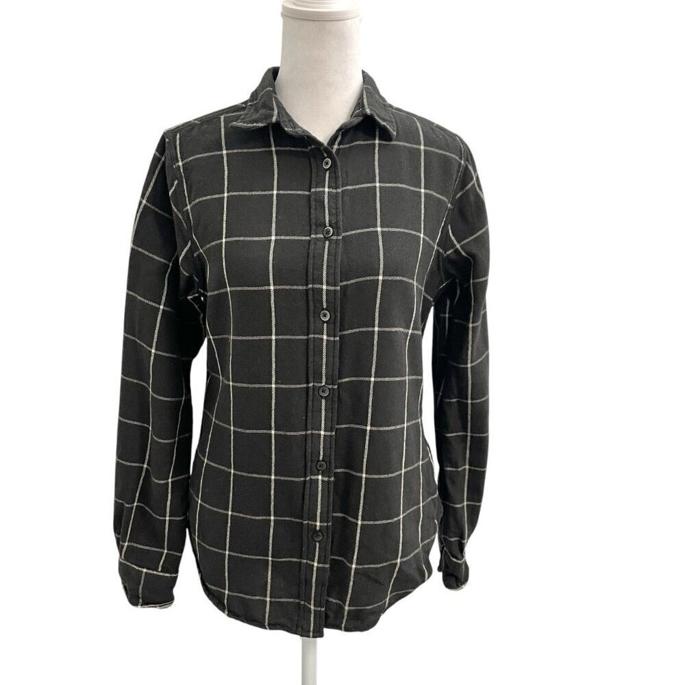 FILSON Wool Blend Plaid Windowpane Flannel Button Down Shirt Women's size Medium